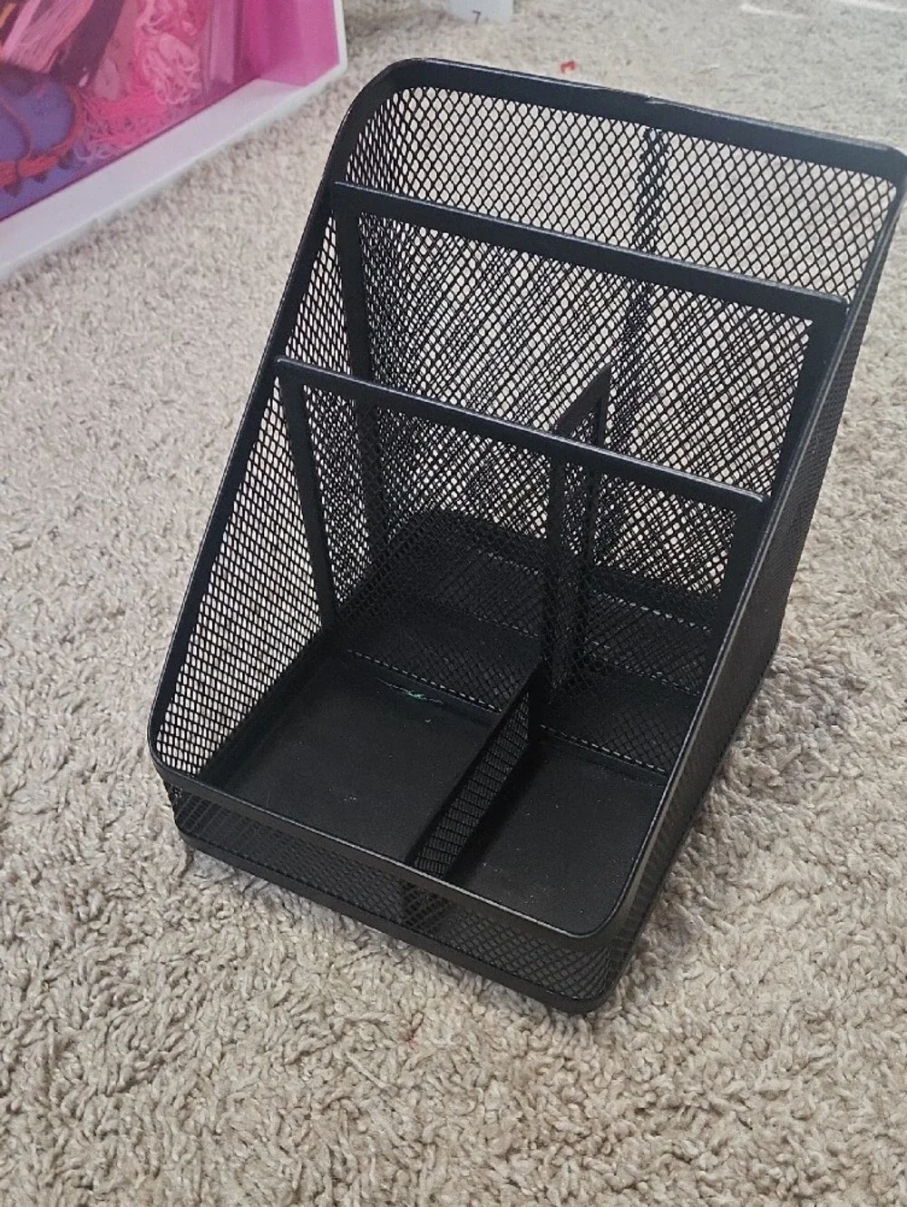 Black Mesh Desk Organizer - Multi-Compartment Home Storage